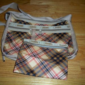 Le Sport Sac Deluxe Everyday Bag “Plaid” Print On A Beige Bag