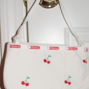 Le Sport Sac Cherries Embroidered On White Background Small Bag